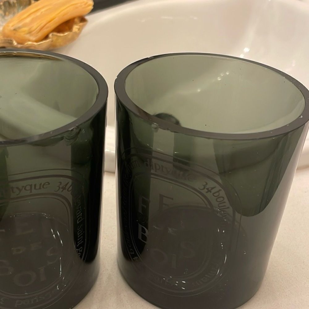 ♥️ Diptyque Feu de Bois / Wood Fire Candle smoked glass candle CONTAINER… - Picture 9 of 15